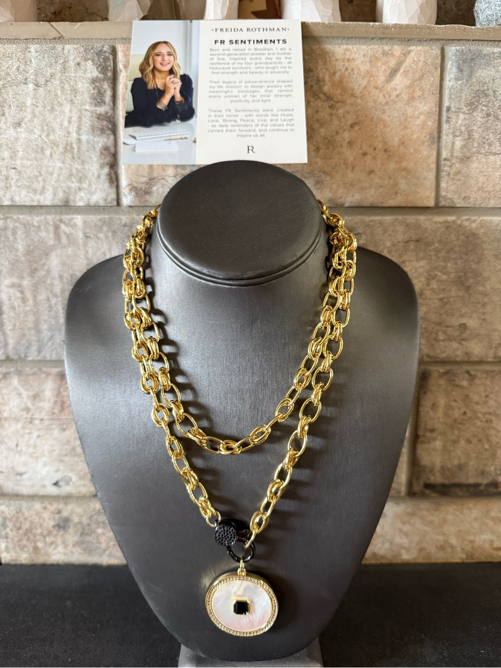 Freida Gold and Black 36” Lumi Chain Necklace with Pendant